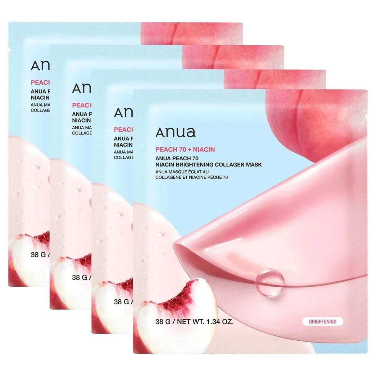 Anua Peach 70 Brightening Collagen Mask - 4 Pieces