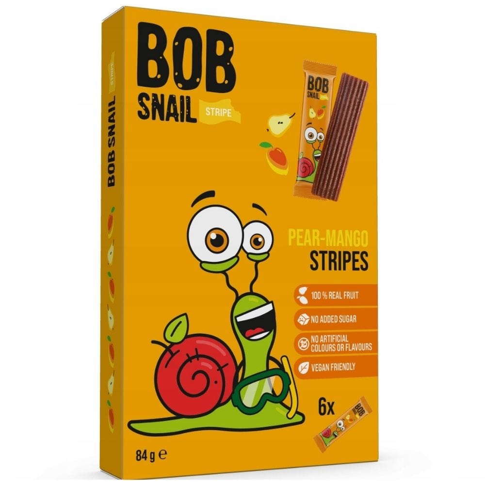 Bob Snail Pear & Mango Stripe with No Added Sugar - 6x14 g
