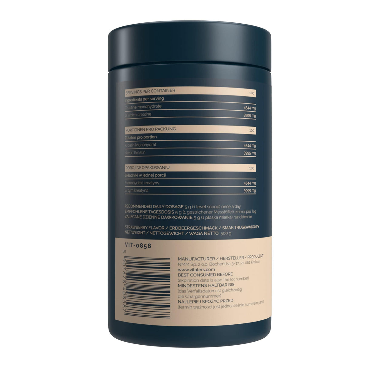 Vitaler's Sport Micronized Creatine Monohydrate 5000 mg, Strawberry - 500 g