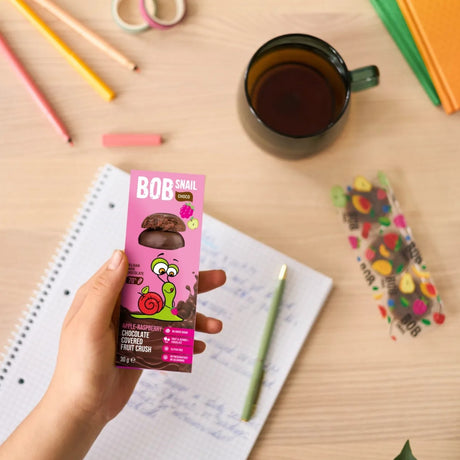 Bob Snail Choco Appel en Framboos Snack in Donkere Chocolade - 30 g