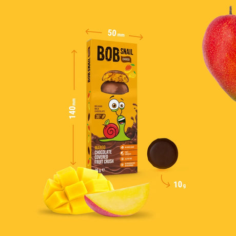 Bob Snail Mango snack in Belgische chocolade, Suikervrij - 30 g