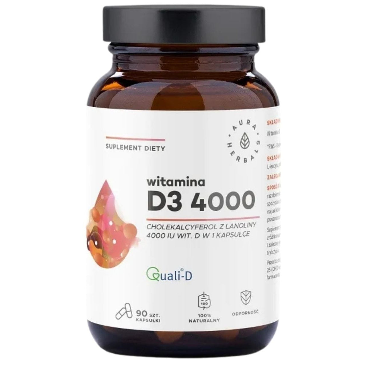 Aura Herbals Vitamin D3 4000 IU - 90 Capsules