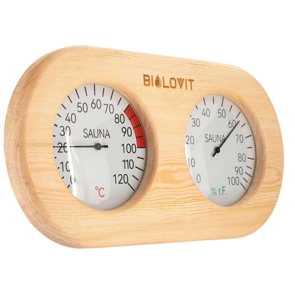 Bilovit Pine Sauna Thermometer with Hygrometer