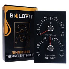 Bilovit Sauna Thermometer with Hygrometer - Black