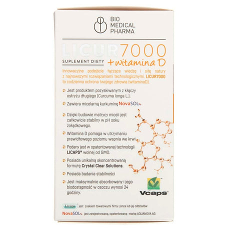 Bio Medical Pharma Licur 7000 with Vitamin D3 - 30 Capsules