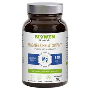 Biowen Chelated Magnesium, Magnesium Diglycinate 840 mg - 100 Capsules