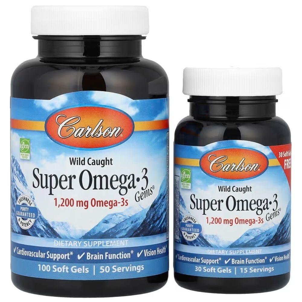 Carlson Labs Super Omega-3 Gems 1200 mg - 100 + 30 Capsules