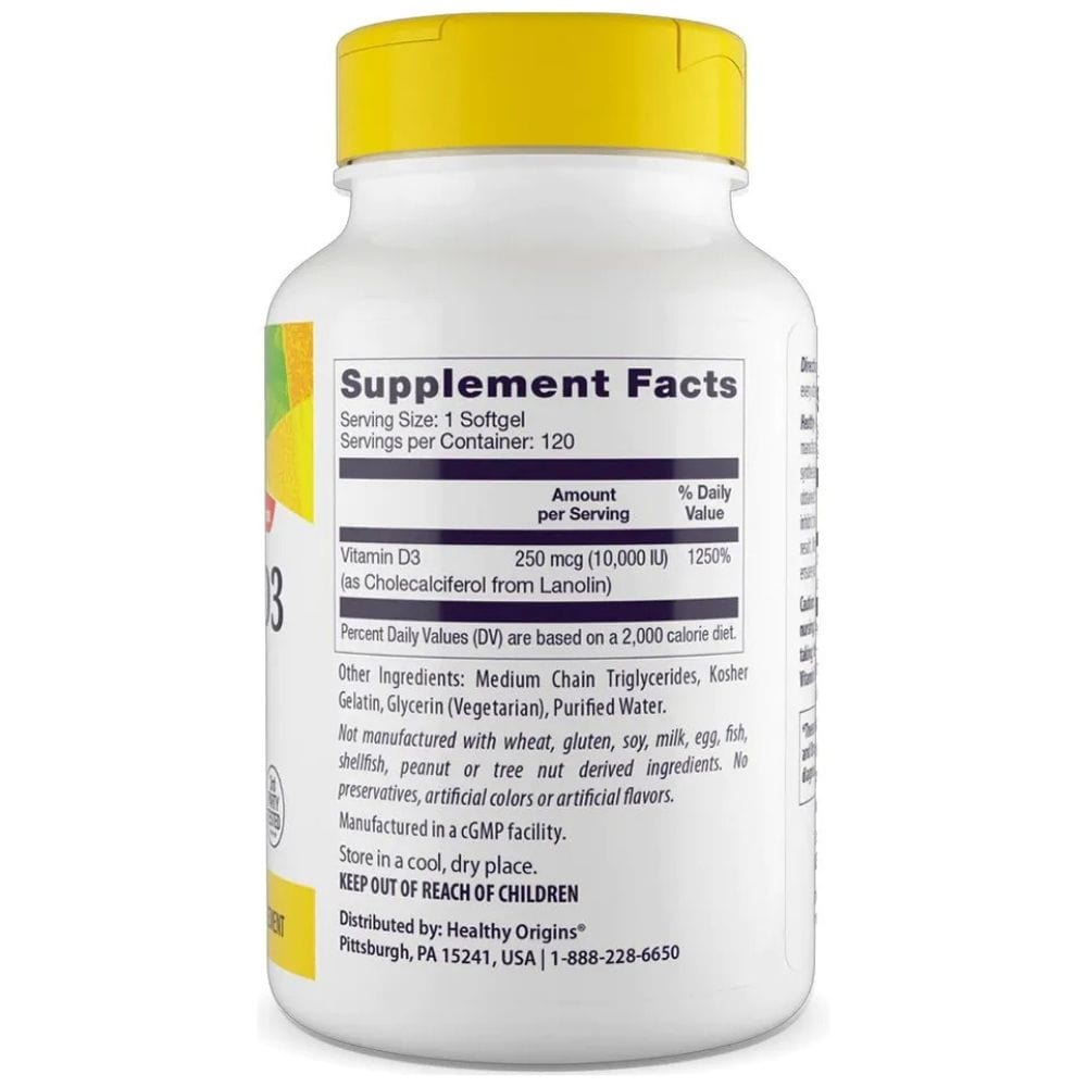 Healthy Origins Vitamin D3 10000 IU - 120 Softgels