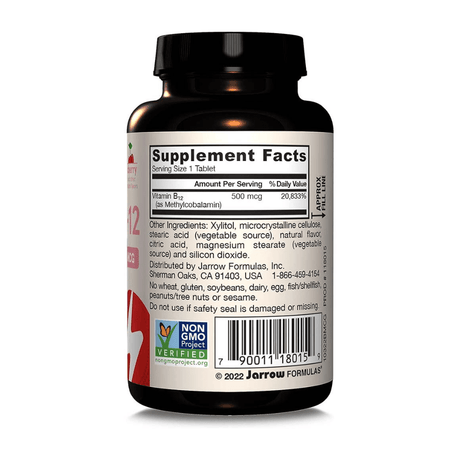 Jarrow Formulas Methyl B12 (Methylcobalamin) 500 mcg Cherry - 100 Chaweble Tablets