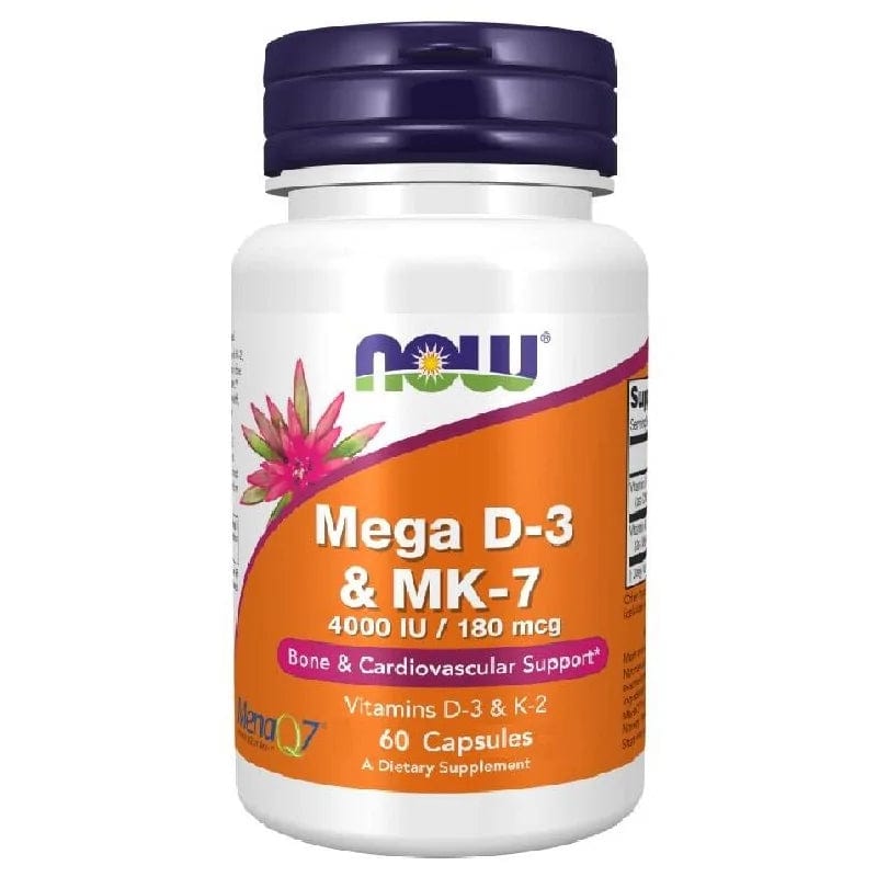 Now Foods Mega D3 4000 IU & MK-7 180 mcg - 60 Capsules