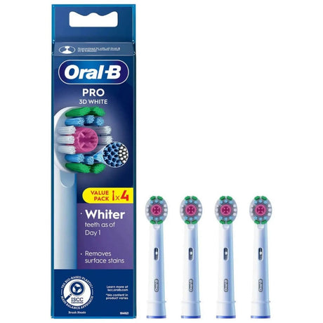 Oral-B Heads 3D White Electric Toothbrush Heads, White - 4 Pieces