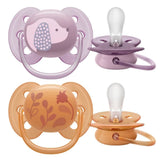 Philips Avent Ultra Soft Pacifier, 6-18 Months, Girl - 2 Pieces