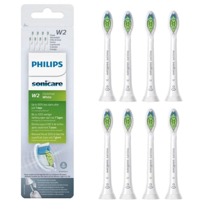 Philips Sonicare Optimal White, Whitening Sonic Toothbrush Heads, White - 8 Pieces