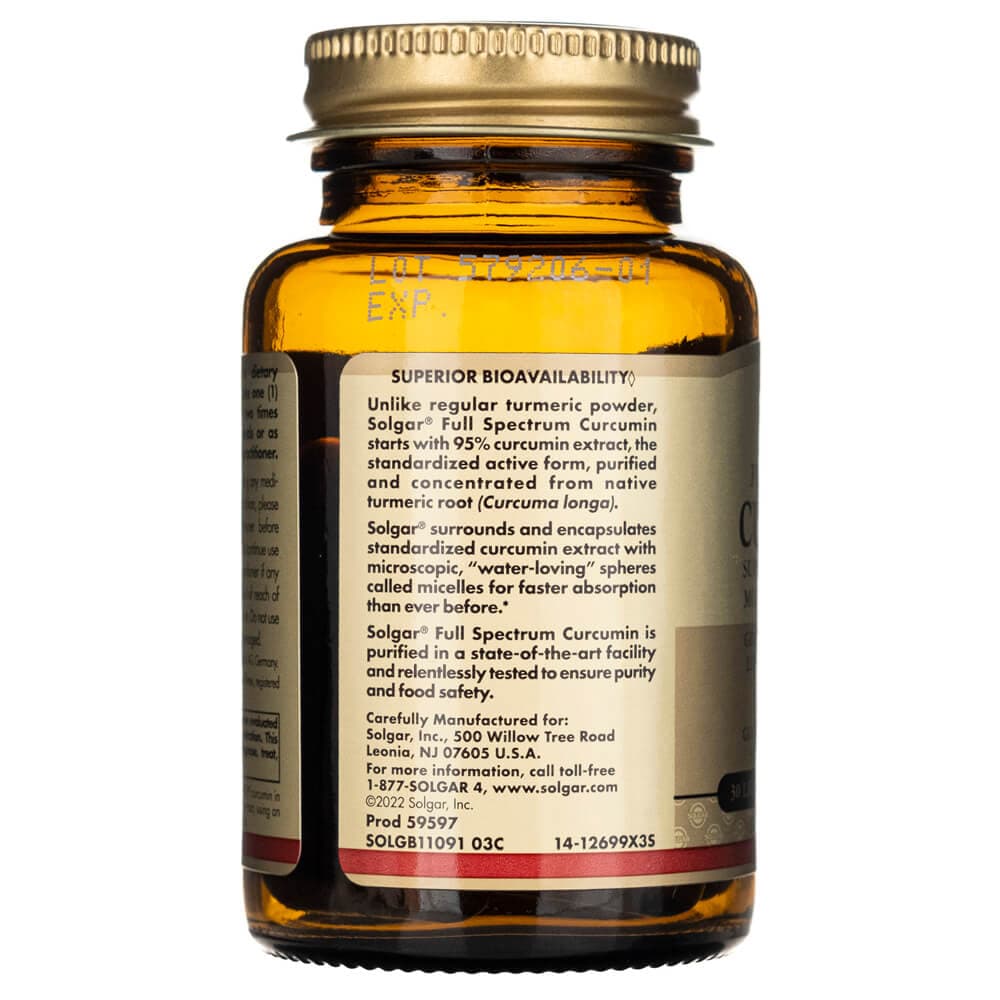 Solgar Full Spcetrum Curcumin Liquid Extract - 30 Softgels