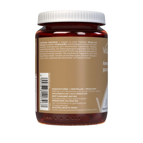 Vitaler's American Ginseng 500 mg - 60 Capsules