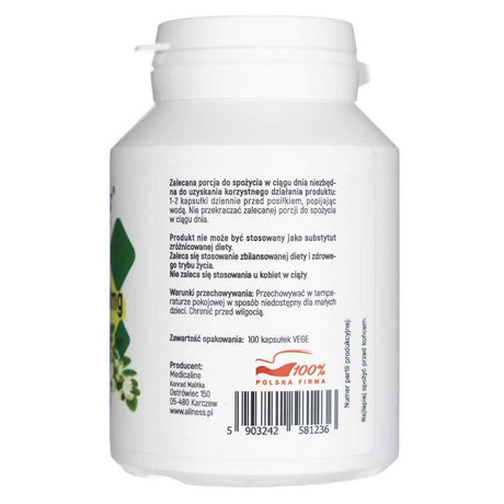 Aliness Moringa Extract 20% 500 mg - 100 Veg Capsules