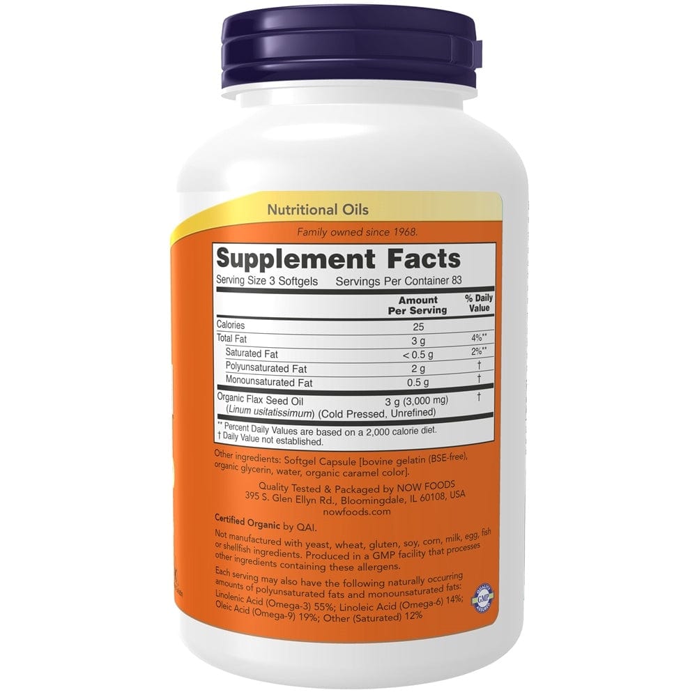 Now Foods Flax Oil 1000 mg - 250 Softgels